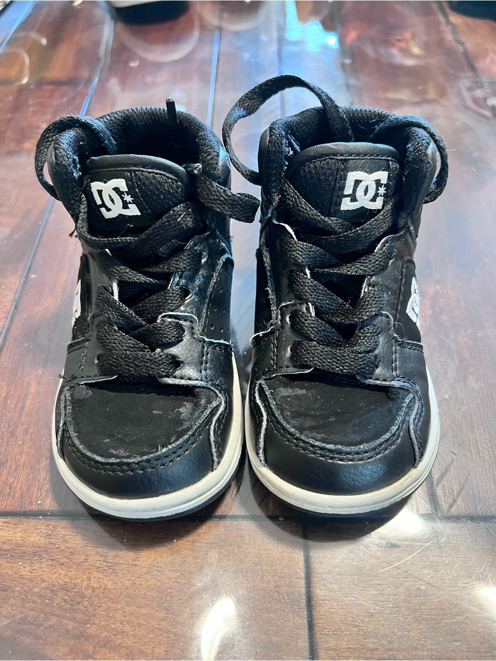 DC Kids Black High-Top Skate Sneakers with White Logo
